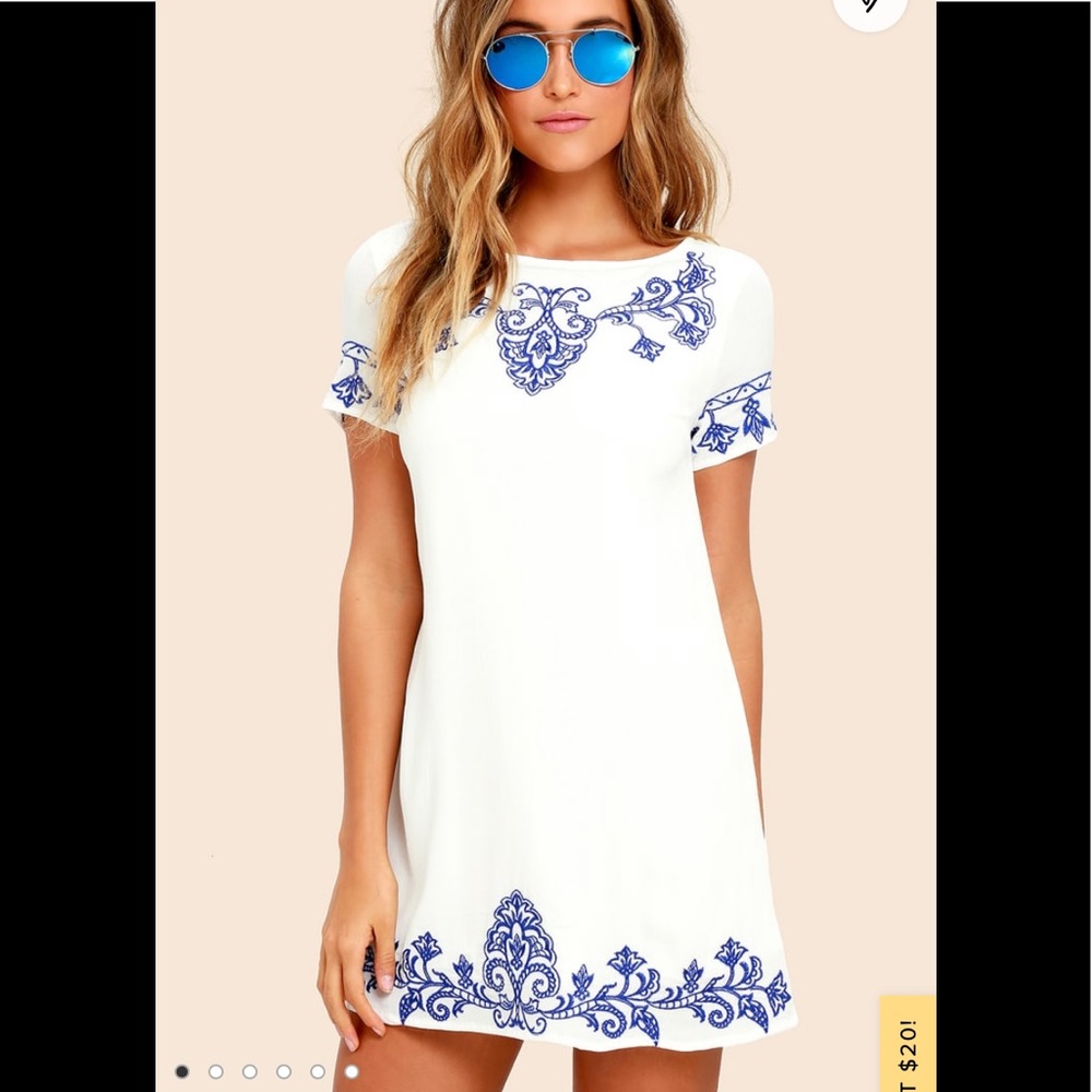 Lulus Tale to Tell Blue and Ivory Dress